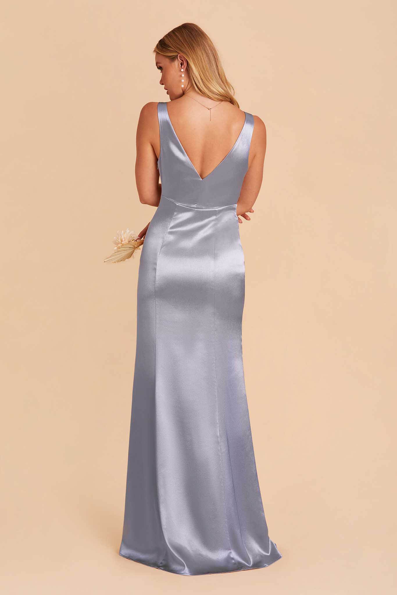 Gray blue tulle sequin long prom dress, gray blue tulle formal dress –  toptby